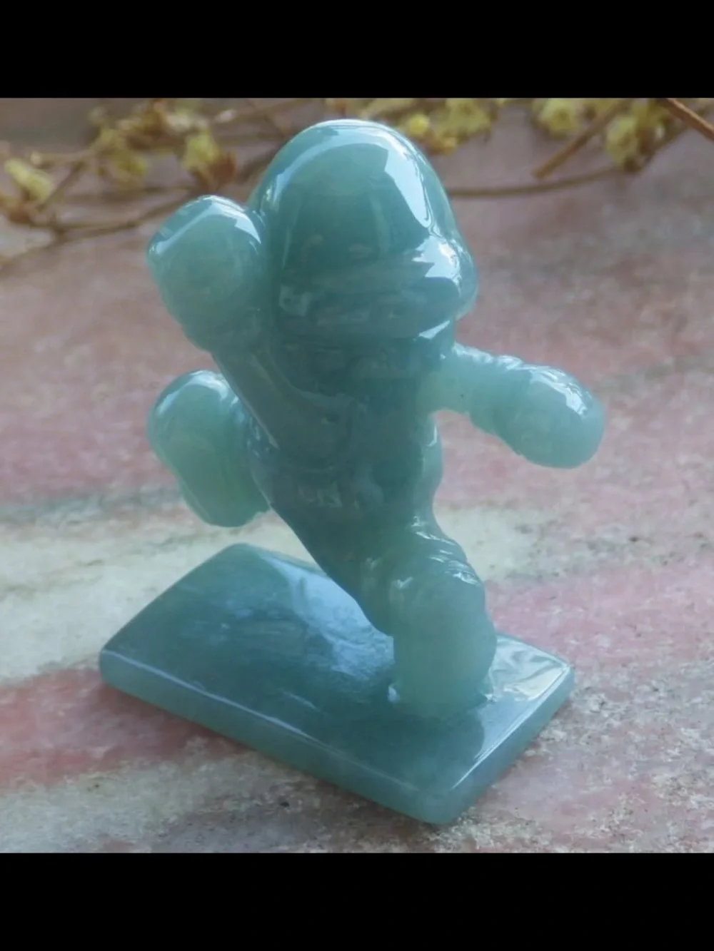 Mario water blue light green Jadeite Jade Display mario kick Cartoon seal chop